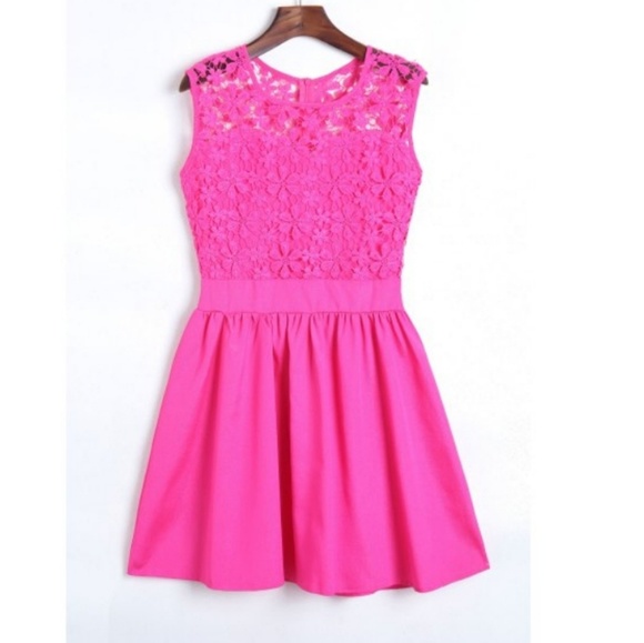 S/M/L/XL PINK LACE DRESS MINI - Picture 2 of 6